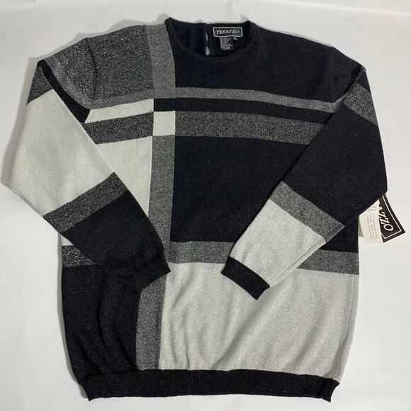 TERAZZO Sweater Women's Size Small Metalic Long Sleeve Retro - Picture 1 of 6